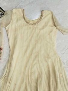 Gold Ane Red Colour Anarkali Top