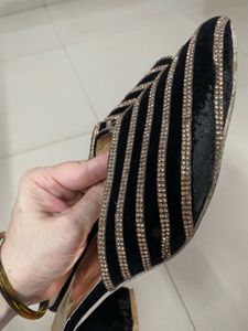 Embellished Black Velvet Mules