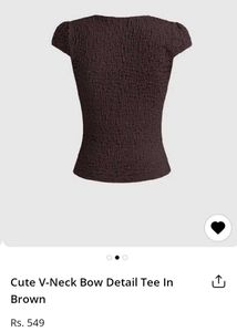 LITTLEBOX Fitted Brown Bow Top Y2k With Tag