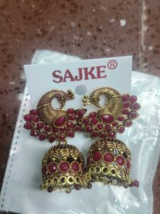 Antico Bollywood Style Maroon Jhumka Oxidised