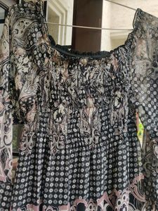 Beautiful Grey Black Smock Dress