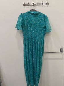 Blue High Slit Sequinned Kurta