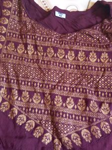 Brown with gold print Anarkali kurti