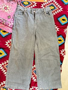 Gray Wide Leg Jeans