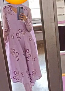Lavender Three Piece Kurti Set