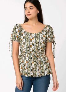 Printed Peplum Top