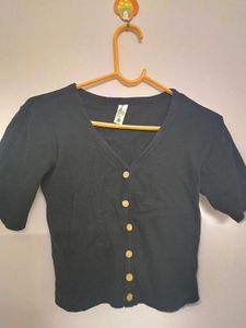 Black ribbed crop top