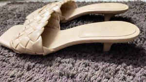 Beige Braided Kitten Heels