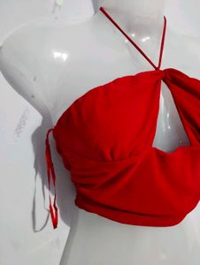 RED RUSHED TOP