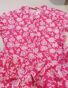 Pink Floral Print Dress
