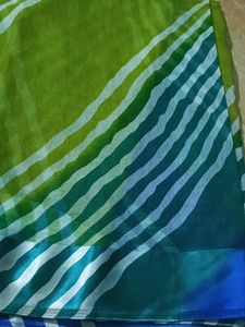 Blue &amp; Green Striped Saree 😍😍😍
