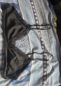 Black Lace Trim Lingerie Set