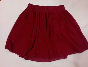 Maroon Pleated Skirt