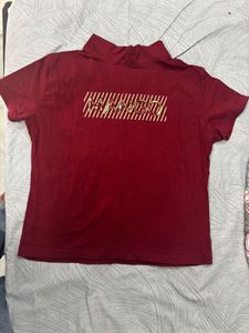 Maroon Mock Neck Top
