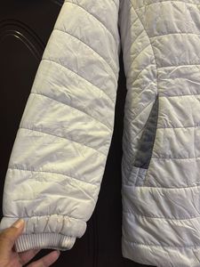Warm Hooded Bomber White Jacket For Women