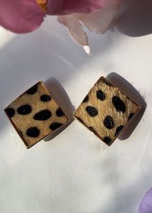 Leopard Print Square Earrings