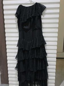 Elegant Black Ruffled Dress