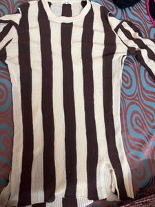 Striped Knit Long Sleeve Top