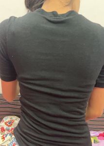 Black V Neck Fitted Tee