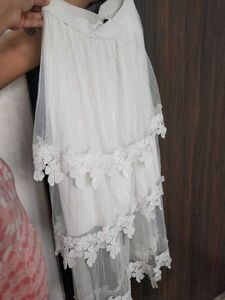 White Net Floral Skirt