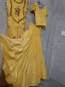 Lehenga With Slit Kurti And Dupatta