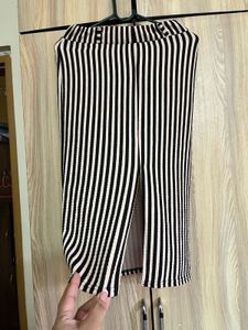 Striped Pencil Skirt (Beige And Black)
