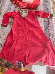Red Embroidered Kurta
