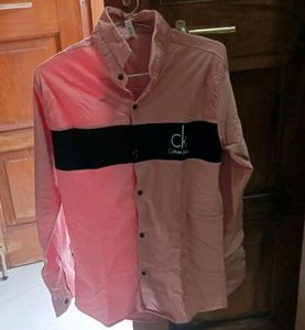 Men Pink, White Printed Polycotton Unstitched Shirt Material (Free Size) Lycra Shirt Only Use 5 Times