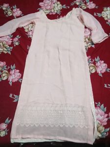 White Thread Work Chiffon Kurta