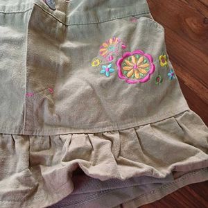Kids Floral Skorts with Ruffle Hem n Embroidery