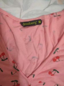 Cute Cherry Print Crop Top