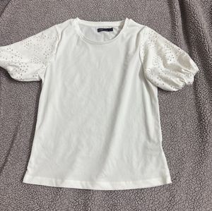 White Eyelet Sleeve Top