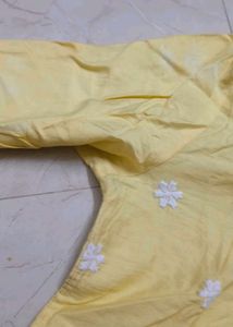 Yellow Embroidered Shirt style kurti