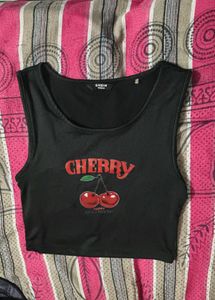 Cherry Graphic Crop Top 🩷✨