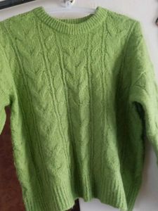 Green Cable Knit Pullover Sweater