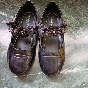 Black Party Velcro Shoes For Girl Children