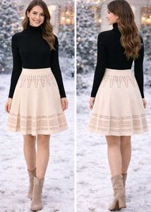 Cream Pleated Mini Skirt