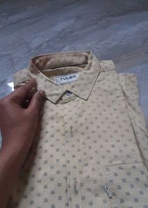 Patterned Mustart Yellow Men Shirt