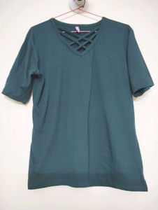 Dark Green Criss Cross T-Shirt
