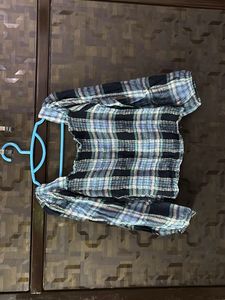 MADAME- BLUE STRIPPED CROP Top