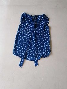 Lovely Blue Top With Overall White Flower Prints