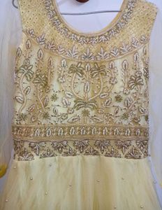 Flowy Gown with Gold Zardozi Work