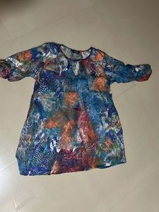 Blue Transparent Jcket Casual Top