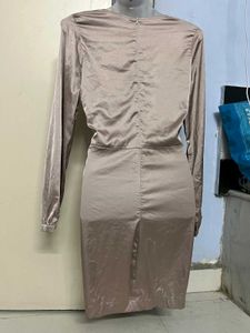 SHEIN BRANDED Elegant Brown Long Sleeve Dress