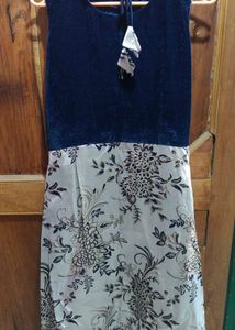 Navy Velvet Embellished Dress