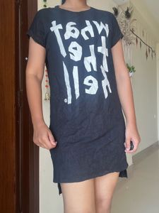 Black Graphic Print T-Shirt Dress