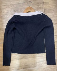 Black &amp; White Trim Crop Top