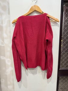 Pink Cold Shoulder Knit Top