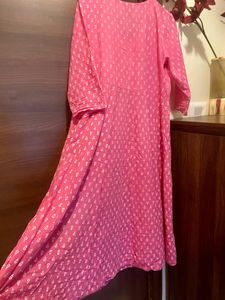Pink Angarakha Neck Style A Line Kurta