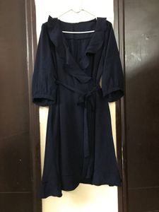 Dark Navy Blue Wrap Dress Fits S/M